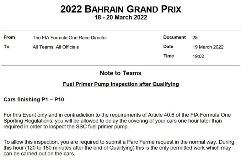 Depois de Sakhir e Jedá, FIA verifica bombas de combustível