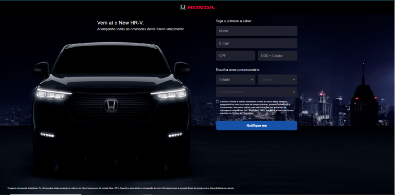 Novo Honda HR-V 2023 ganha hotsite oficial no Brasil