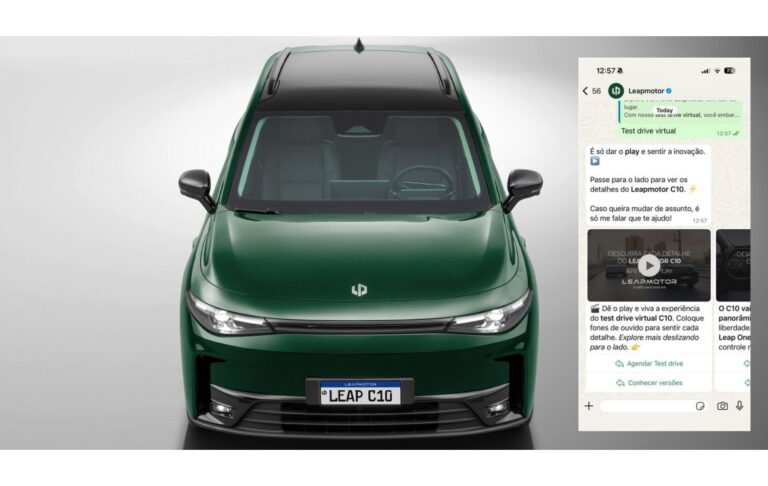 Leapmotor lança WhatsApp com IA que entende áudios e tira dúvidas
